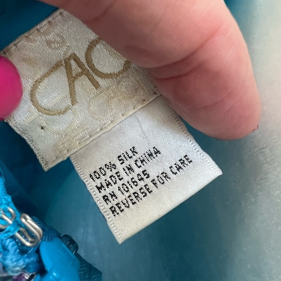 Vintage Cache Turquoise 🦋 Purple Lime Beaded Sequin Cocktail Dress Sz 12 Halter - Picture 15 of 16